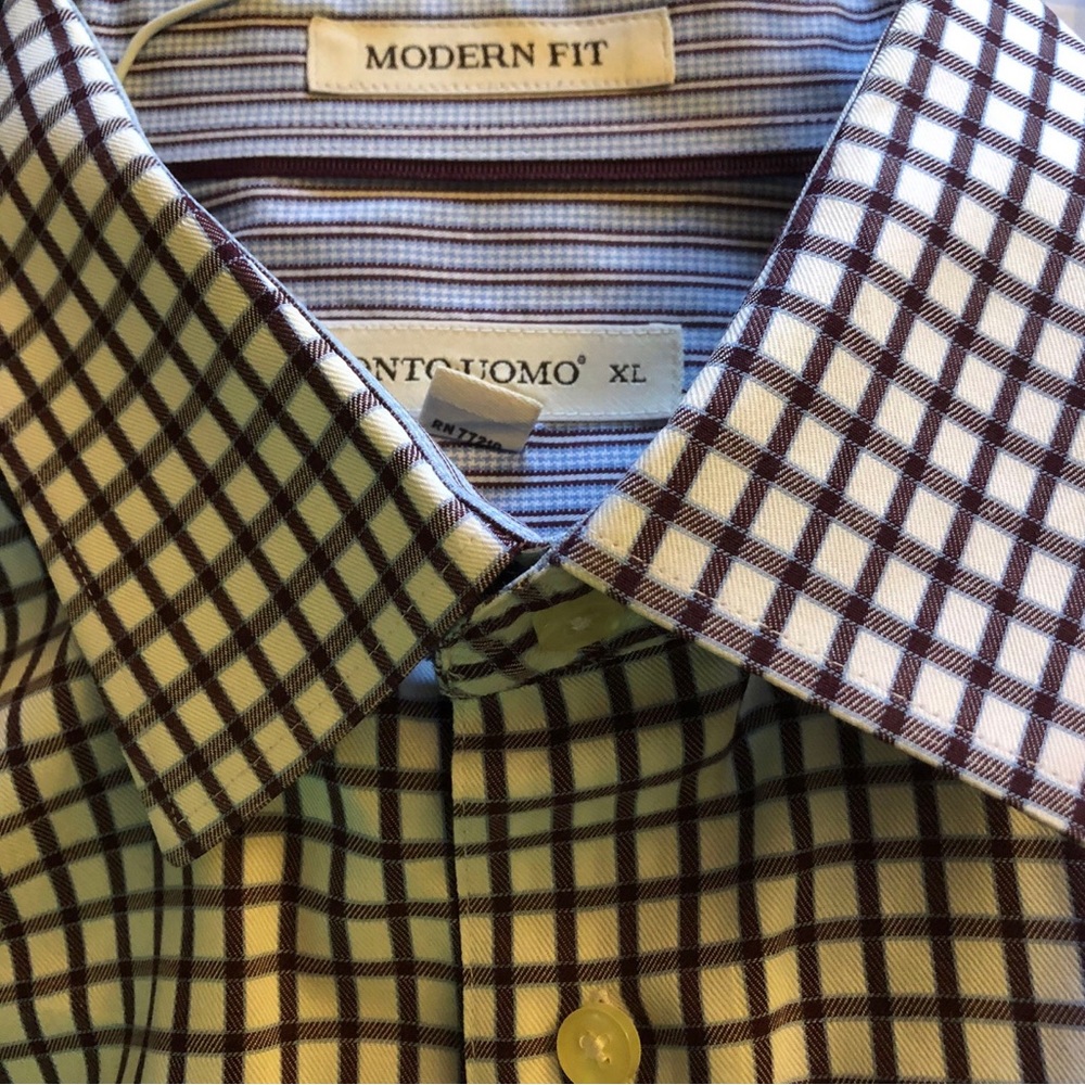 Pronto-Uomo Modern Fit Purple Blue Check Mens Dress Shirt XL